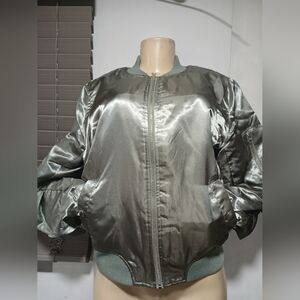 Forever 21 Shiny Silver Bomber Jacket